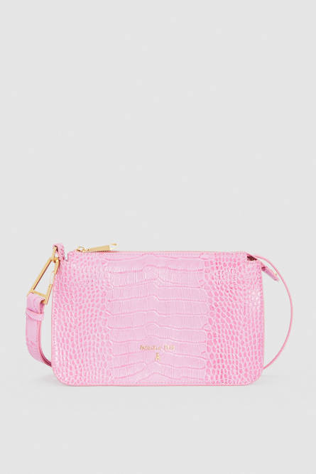 Medium crocodile-print hobo bag, Pink, Patrizia Pepe
