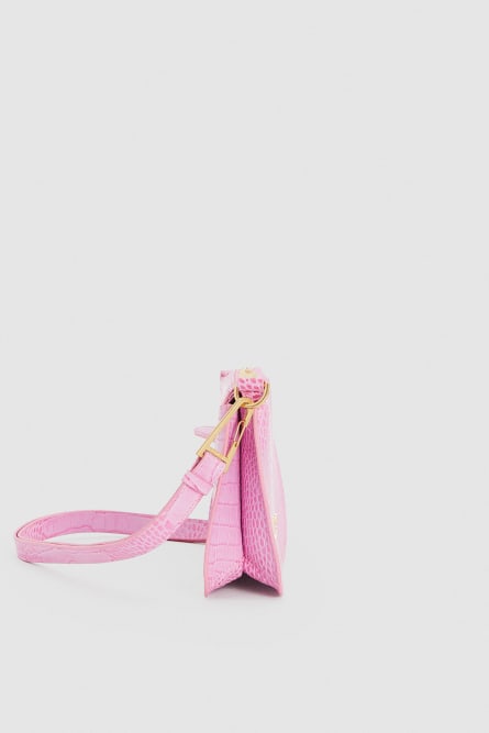 Medium crocodile-print hobo bag, Pink, Patrizia Pepe