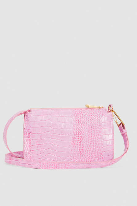 Medium crocodile-print hobo bag, Pink, Patrizia Pepe