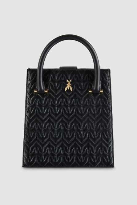 Henkeltasche aus Leder, Schwarz, Patrizia Pepe