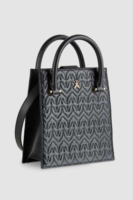 Henkeltasche aus Leder, Schwarz, Patrizia Pepe