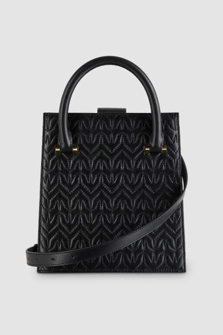 Henkeltasche aus Leder, Schwarz, Patrizia Pepe