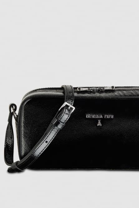 Мини-сумка через плечо на молнии, Черный, Patrizia Pepe