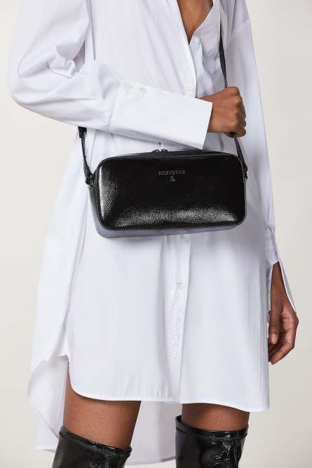 Мини-сумка через плечо на молнии, Черный, Patrizia Pepe