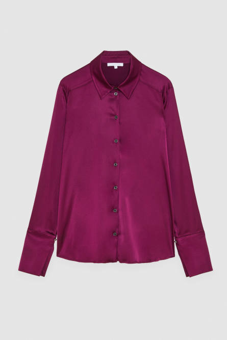 Maskulines Hemd aus Satin, Violett, Patrizia Pepe