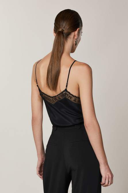 Shirt mit Spitze, Schwarz, Patrizia Pepe