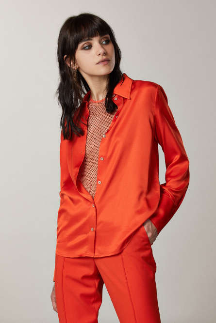 Camicia manica lunga polso alto, Arancione, Patrizia Pepe