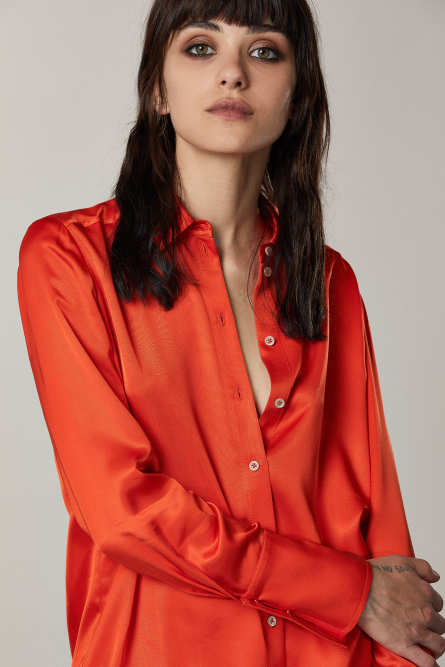 Camicia manica lunga polso alto, Arancione, Patrizia Pepe