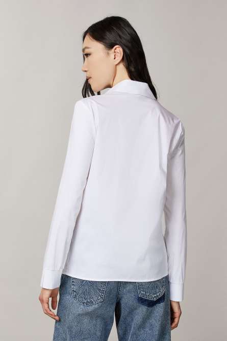 Shirt with stretch shirt-front detail, White, Patrizia Pepe