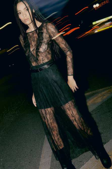 Long-sleeved lace blouse, Black, Patrizia Pepe