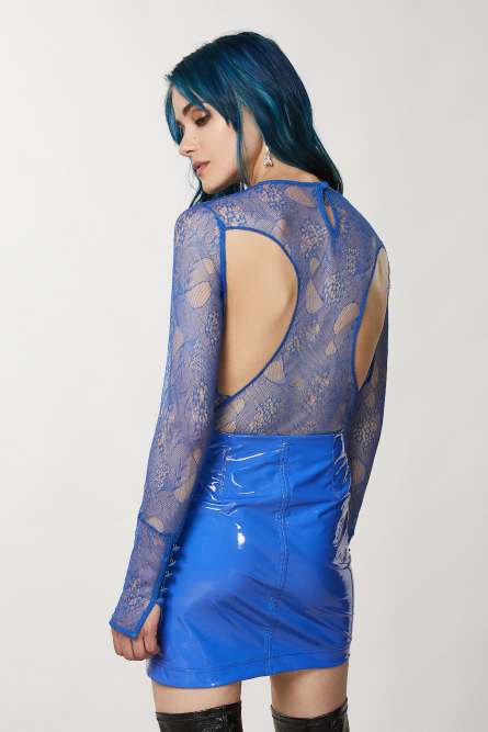 Spitzenshirt, Blau, Patrizia Pepe