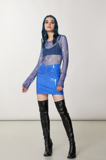 Spitzenshirt, Blau, Patrizia Pepe