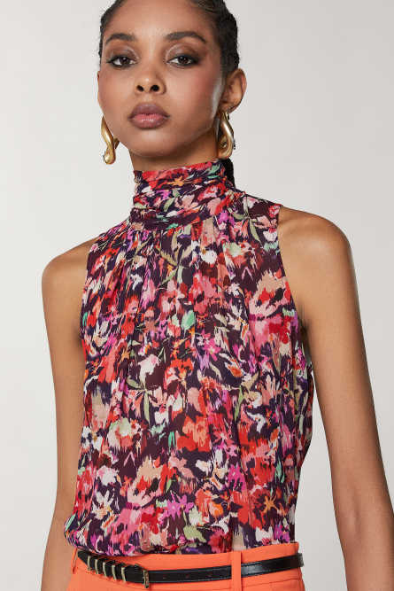 Patterned viscose top, Multicolor, Patrizia Pepe
