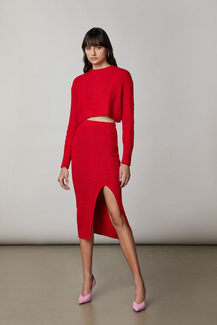 Midirock aus Viskose, Rot, Patrizia Pepe