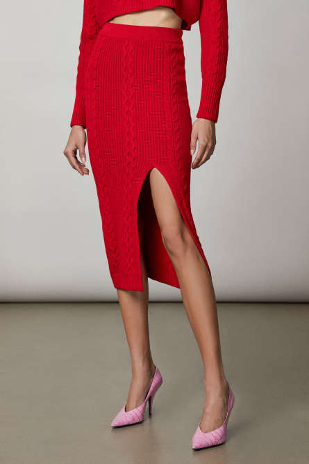 Midirock aus Viskose, Rot, Patrizia Pepe