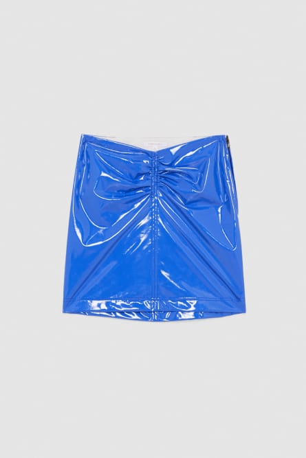 Glänzender Minirock, Blau, Patrizia Pepe