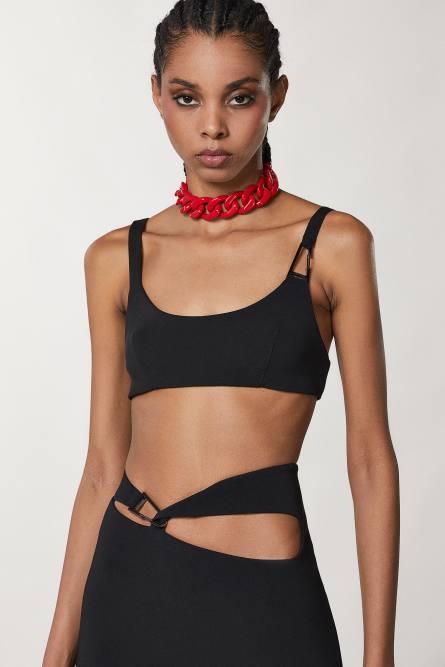 Schmal geschnittener Crêpe-BH, Schwarz, Patrizia Pepe