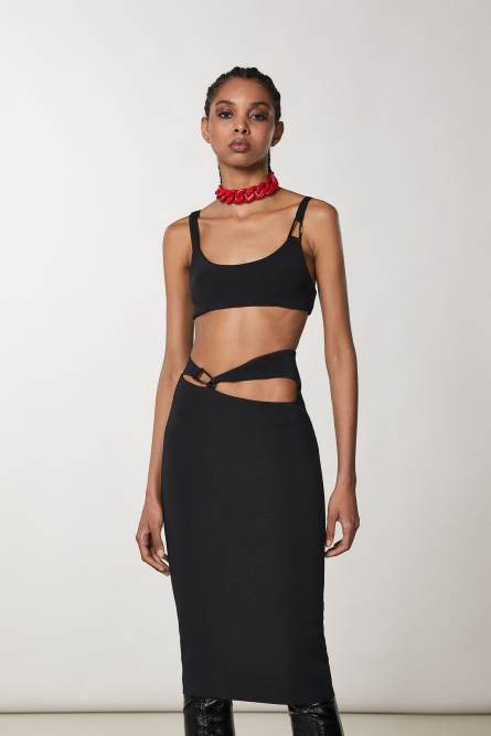 Schmal geschnittener Crêpe-BH, Schwarz, Patrizia Pepe