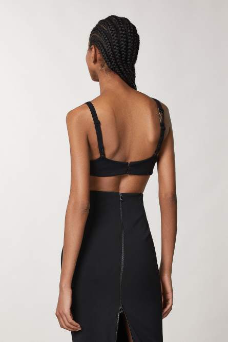 Schmal geschnittener Crêpe-BH, Schwarz, Patrizia Pepe