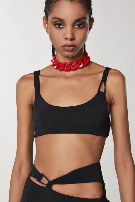 Schmal geschnittener Crêpe-BH, Schwarz, Patrizia Pepe