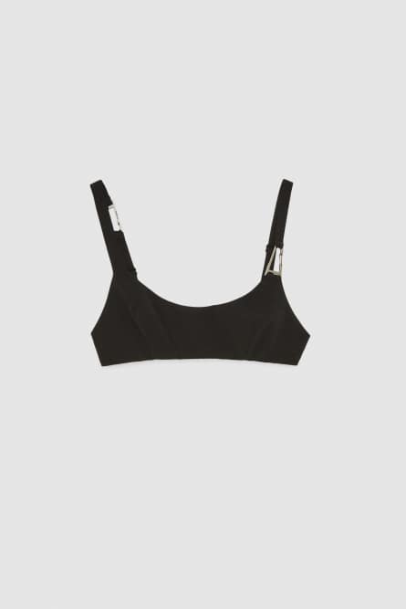 Schmal geschnittener Crêpe-BH, Schwarz, Patrizia Pepe