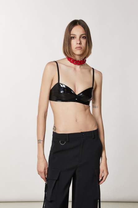 Vinyl Bra, Black, Patrizia Pepe