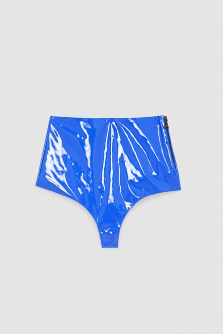 Vinyl culotte shorts, Blue, Patrizia Pepe