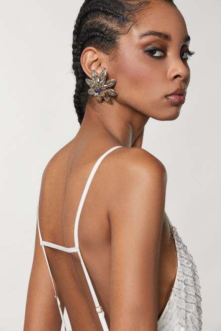 Серьги из латуни и кристаллов, Серый, Patrizia Pepe