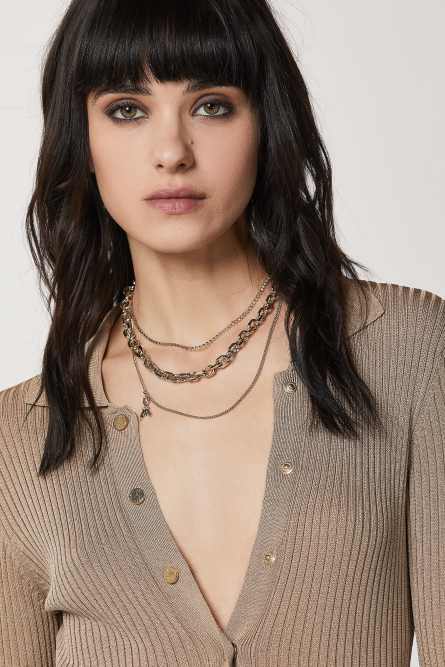 Brass and glass necklace, Gold, Patrizia Pepe