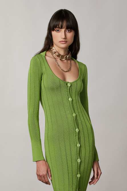 Rib-knit maxi cardigan, Green, Patrizia Pepe