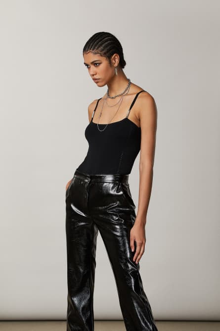 &Auml;rmelloser Body mit Tr&auml;gern, Schwarz, Patrizia Pepe