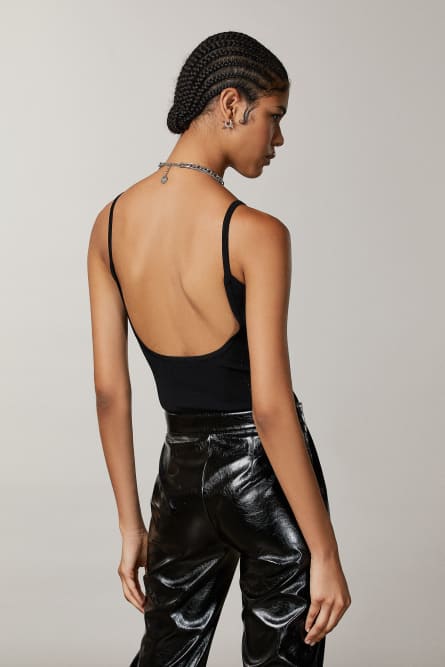 &Auml;rmelloser Body mit Tr&auml;gern, Schwarz, Patrizia Pepe