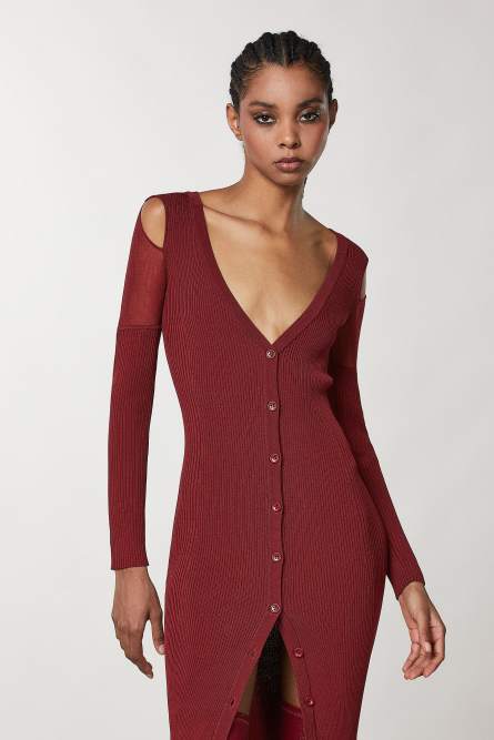 ESSENTIAL viscose cardigan, Red, Patrizia Pepe