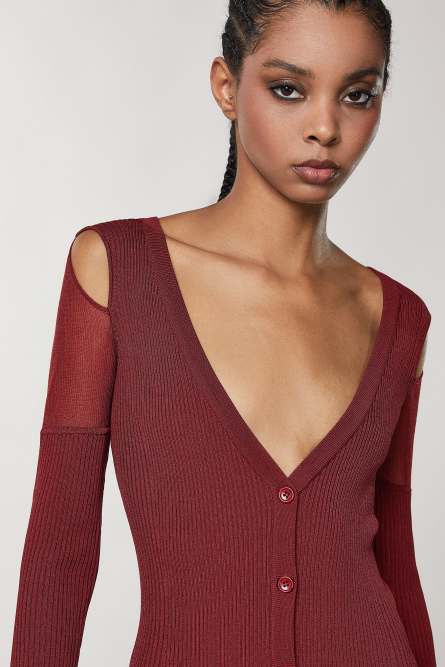 ESSENTIAL viscose cardigan, Red, Patrizia Pepe