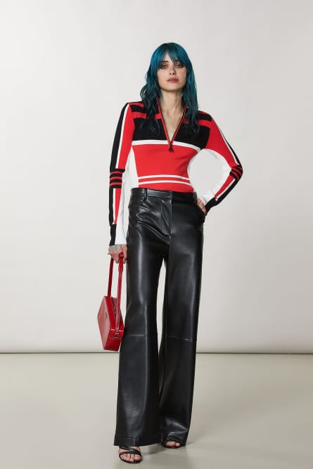 Viscose biker sweater, Black, Red, Patrizia Pepe