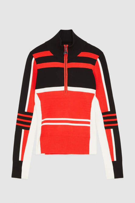 Viscose biker sweater, Black, Red, Patrizia Pepe