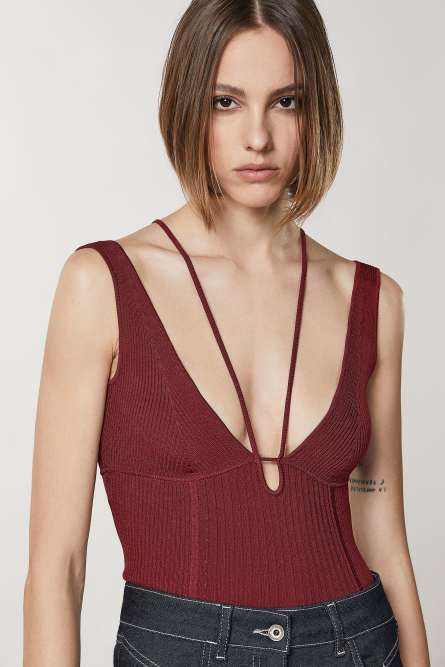 Top de viscosa sin mangas, Rojo