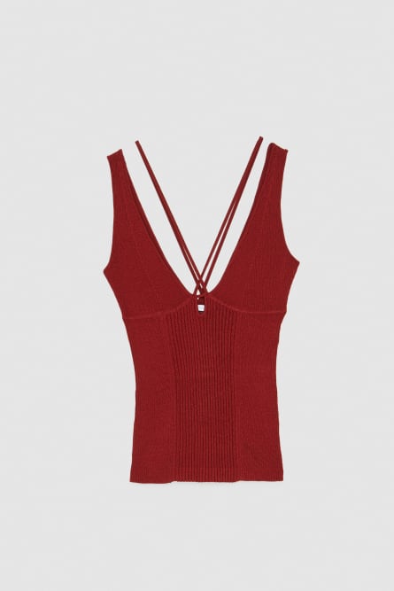 Top de viscosa sin mangas, Rojo