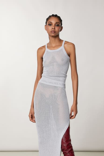 100％本物保証！ sleeveless mesh Grey/Green top Pepe Patrizia | ミュージシャン