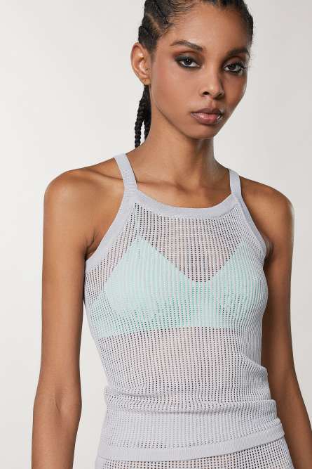 人気を誇る Grey/Green mesh sleeveless top | Patrizia Pepe ミュージシャン