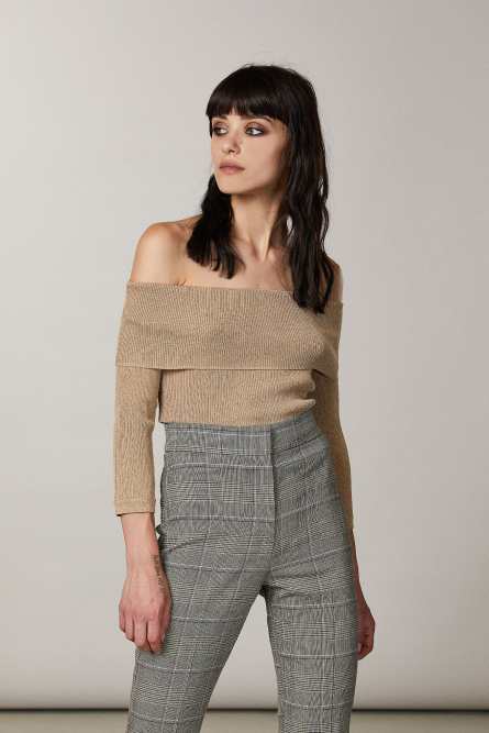 “ESSENTIAL” lurex sweater, Beige, Patrizia Pepe