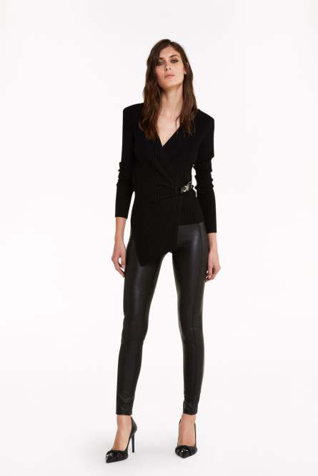 Leggings aus Kunstleder, Schwarz, Patrizia Pepe