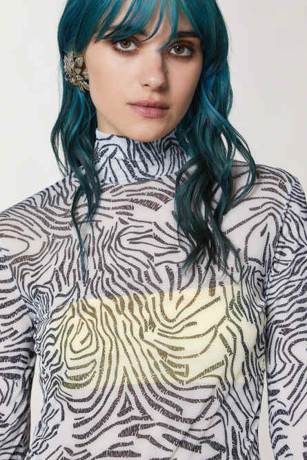 Rollkragenshirt mit Print, Wei&szlig;, Patrizia Pepe