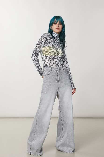 Rollkragenshirt mit Print, Wei&szlig;, Patrizia Pepe