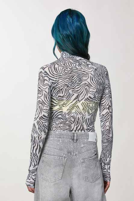 Rollkragenshirt mit Print, Wei&szlig;, Patrizia Pepe