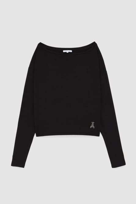 “ESSENTIAL” long-sleeved T-shirt, Black, Patrizia Pepe