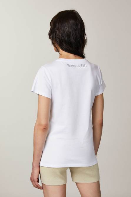 Short-sleeved organic cotton T-shirt, White, Patrizia Pepe