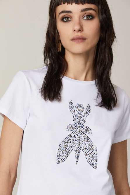 Short-sleeved organic cotton T-shirt, White, Patrizia Pepe