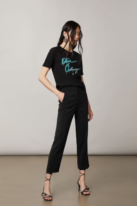 Extra-Ordinary pure cotton T-shirt, Black, Patrizia Pepe