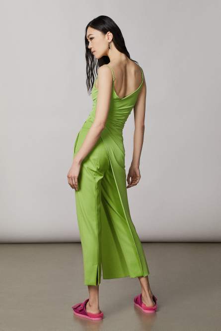 V-neck asymmetric top, Green, Patrizia Pepe